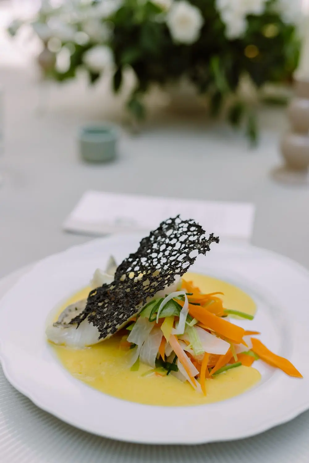 White fish with saffron